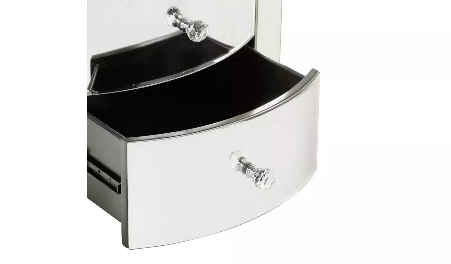 Assembled Canzano 3 Drawer Bedside Table - Mirrored