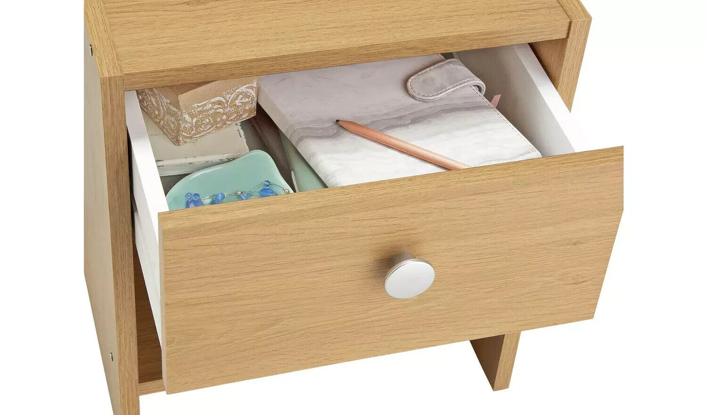 Assembled Seville Beside Table - Oak Effect