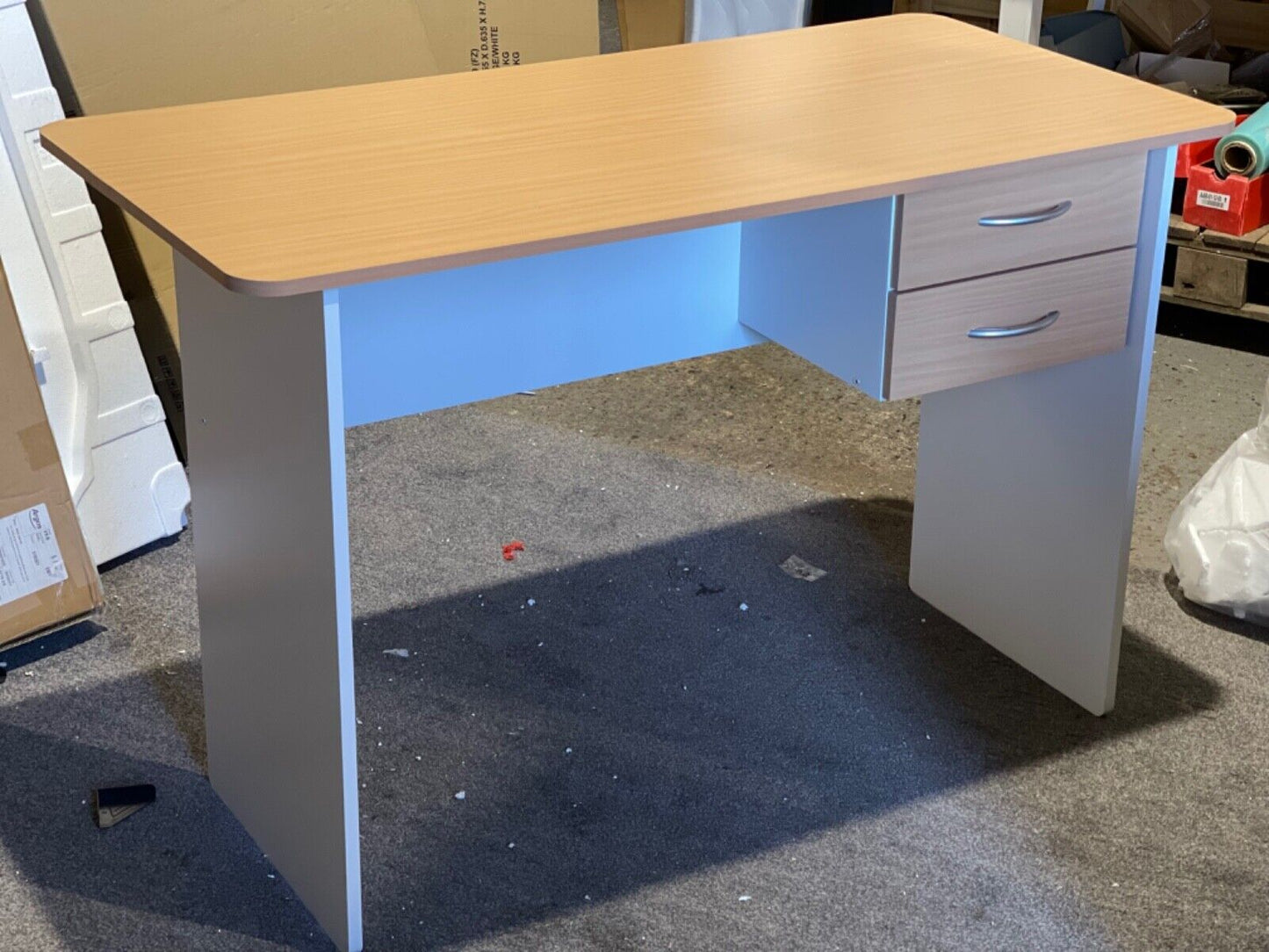 Assembled Jenny 2 Drawer Study Desk - Beech/White