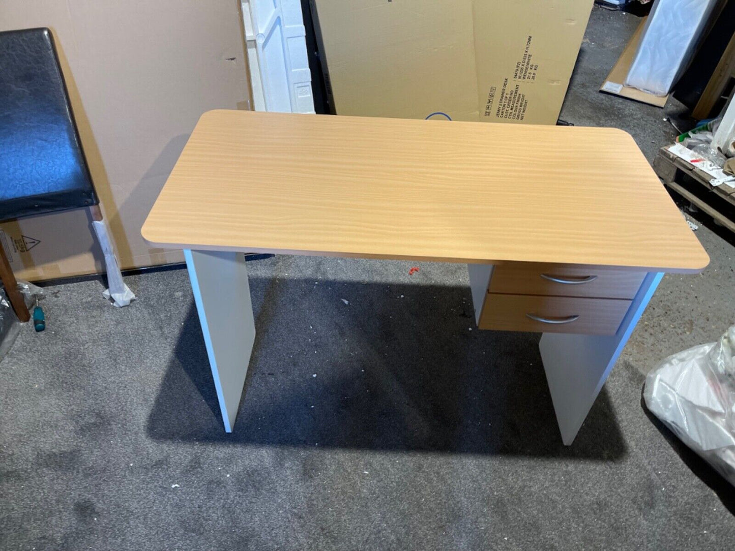 Assembled Jenny 2 Drawer Study Desk - Beech/White