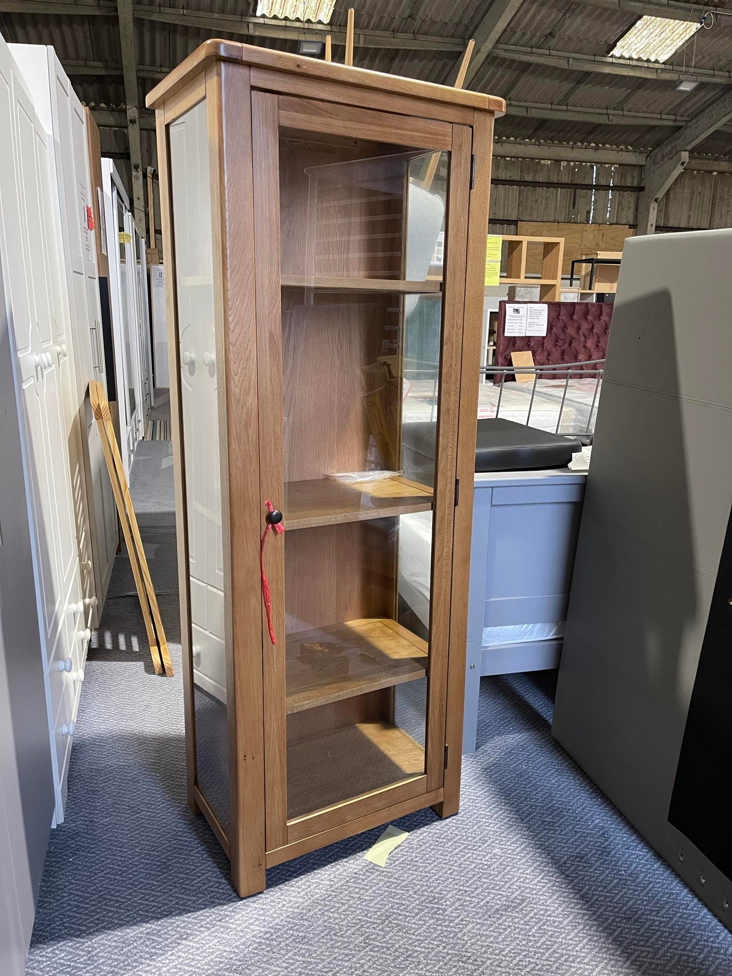 Assembled Habitat Kent 1 Door Glass Display Cabinet - Oak