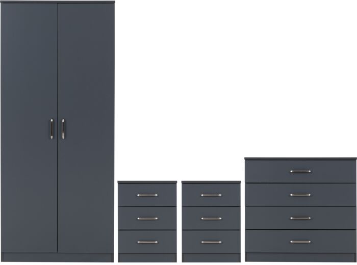 Cheyenne 2 Door Wardrobe Bedroom Set - Dark Grey