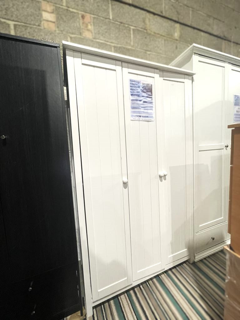Assembled Scandinavia 3 Door Wardrobe - White