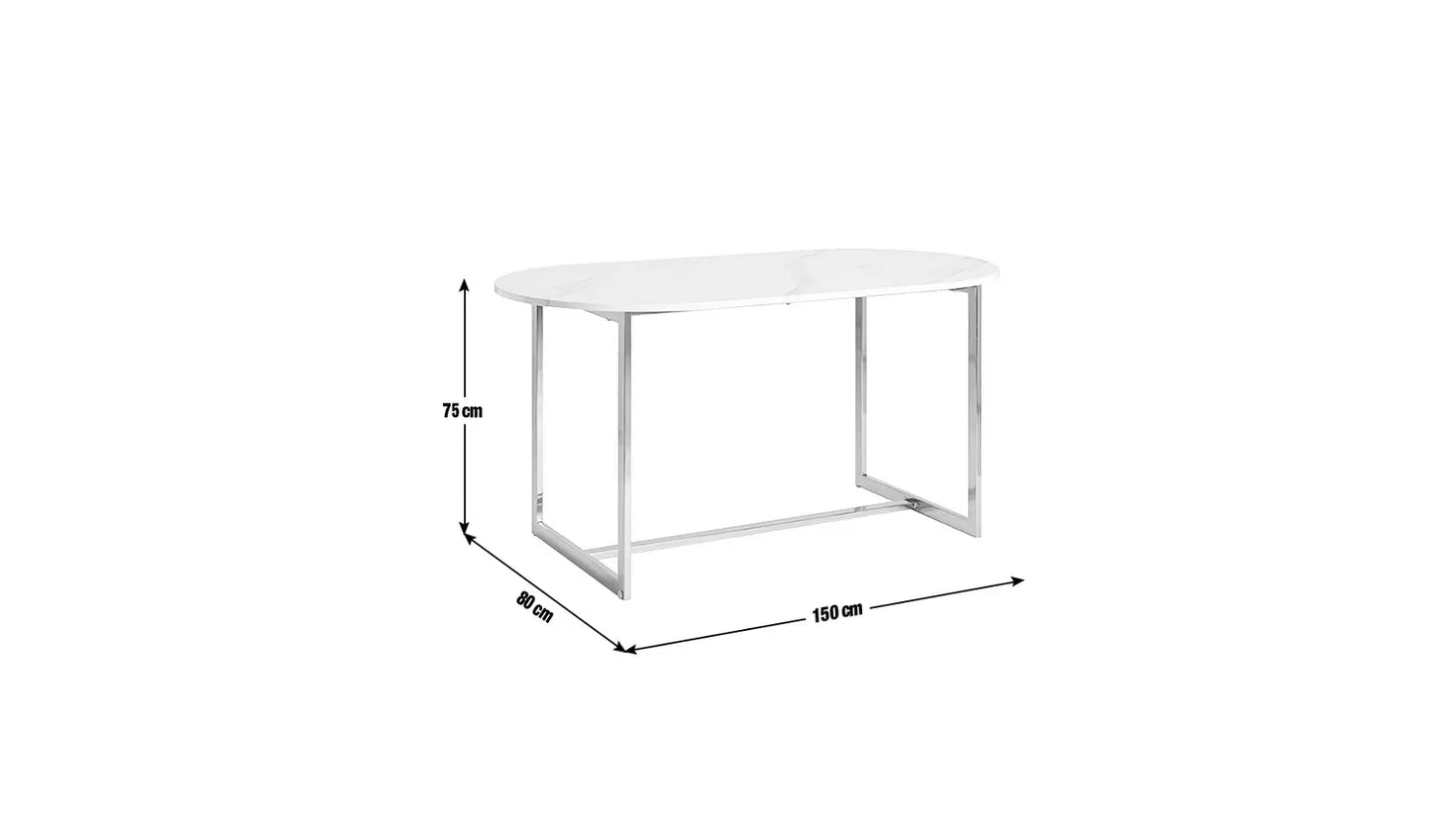 Ready Assembled Habitat Vivien Marble Effect 6 Seater Dining Table -White