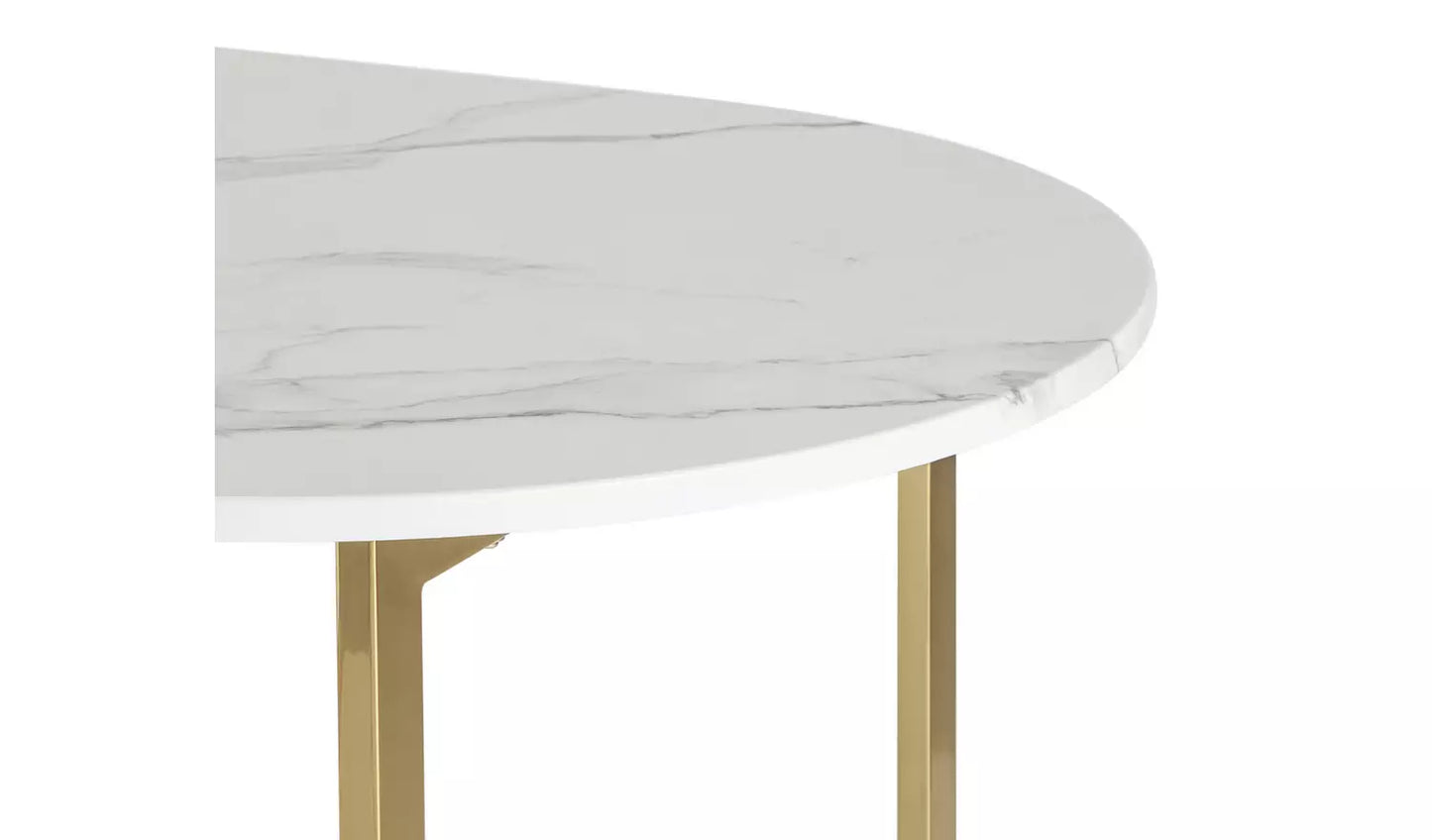 Ready Assembled Habitat Vivien Marble Effect 6 Seater Dining Table -White