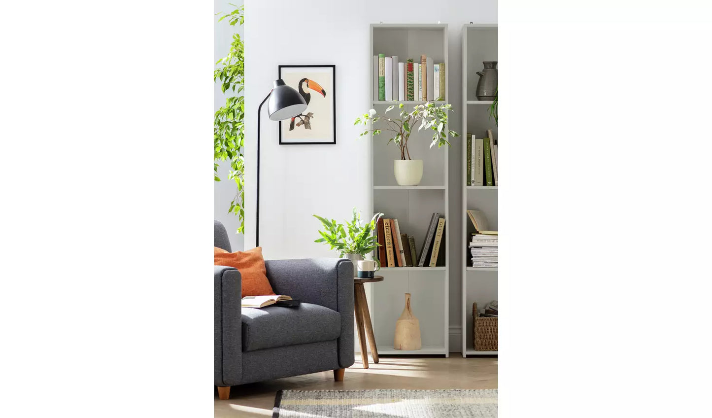 Assembled Malibu Narrow Bookcase - Grey