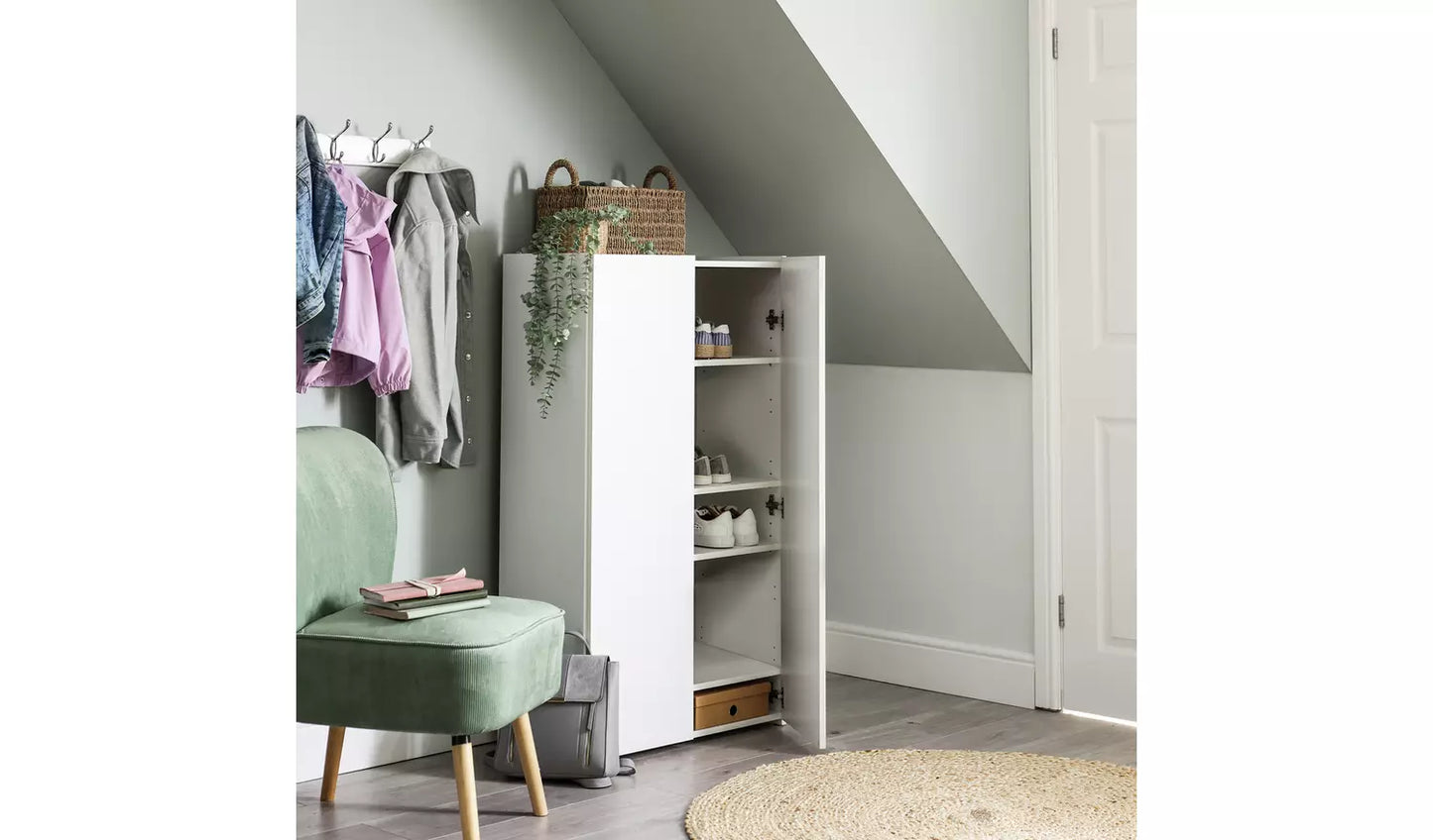 Assembled Seville Shoe Storage Cabinet - White