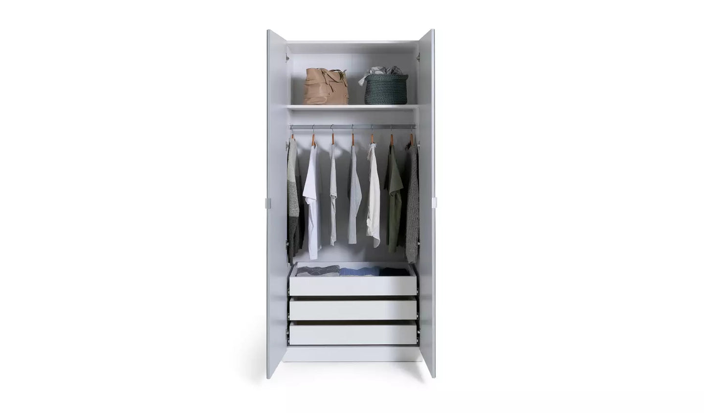 Habitat Munich 2 Door 3 Drawer Wardrobe - White