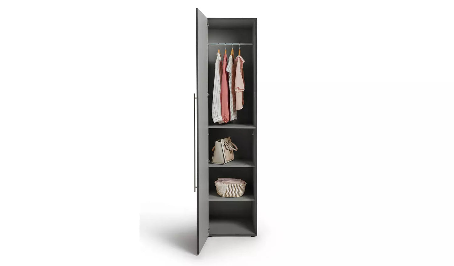 WALNUT Assembled Habitat 1 Door Wardrobe - Walnut