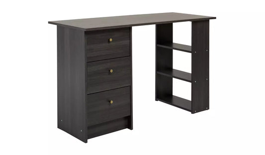 Assembled Malibu 3 Drawer Office Desk - Black & Brown