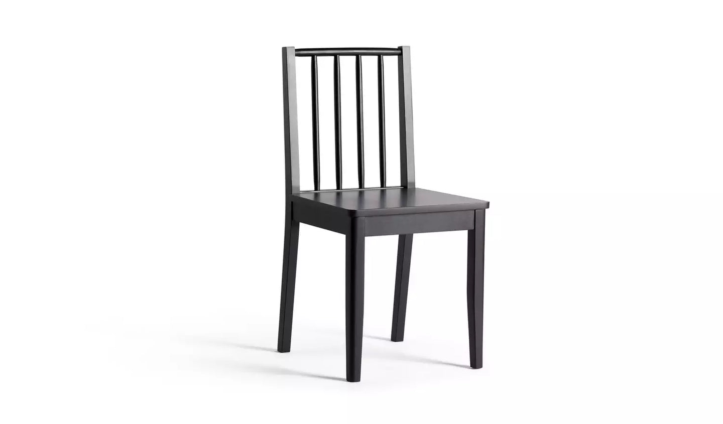 Assembled Habitat Nel Wood Veneer Dining Table + 4 Chairs  - Black