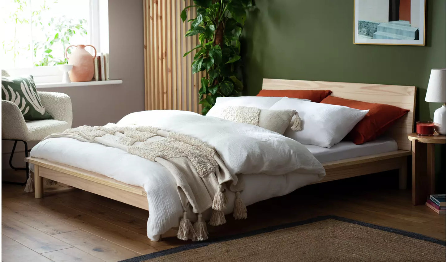 Habitat Akio Kingsize Wooden Platform Bed Frame - Natural