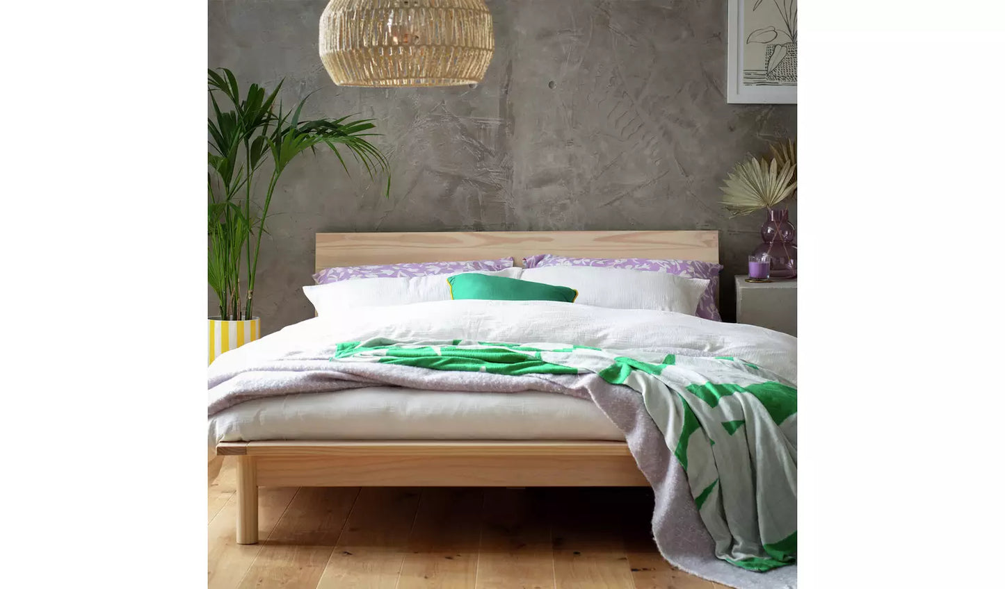 Habitat Akio Kingsize Wooden Platform Bed Frame - Natural