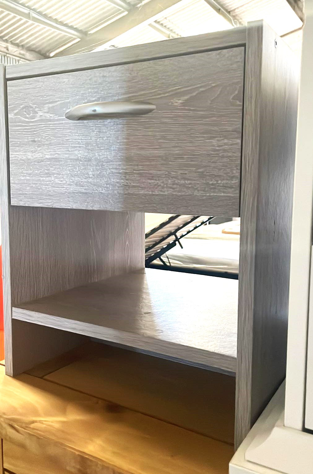 Assembled Seville 1 Drawer Bedside Table - Grey Oak Effect
