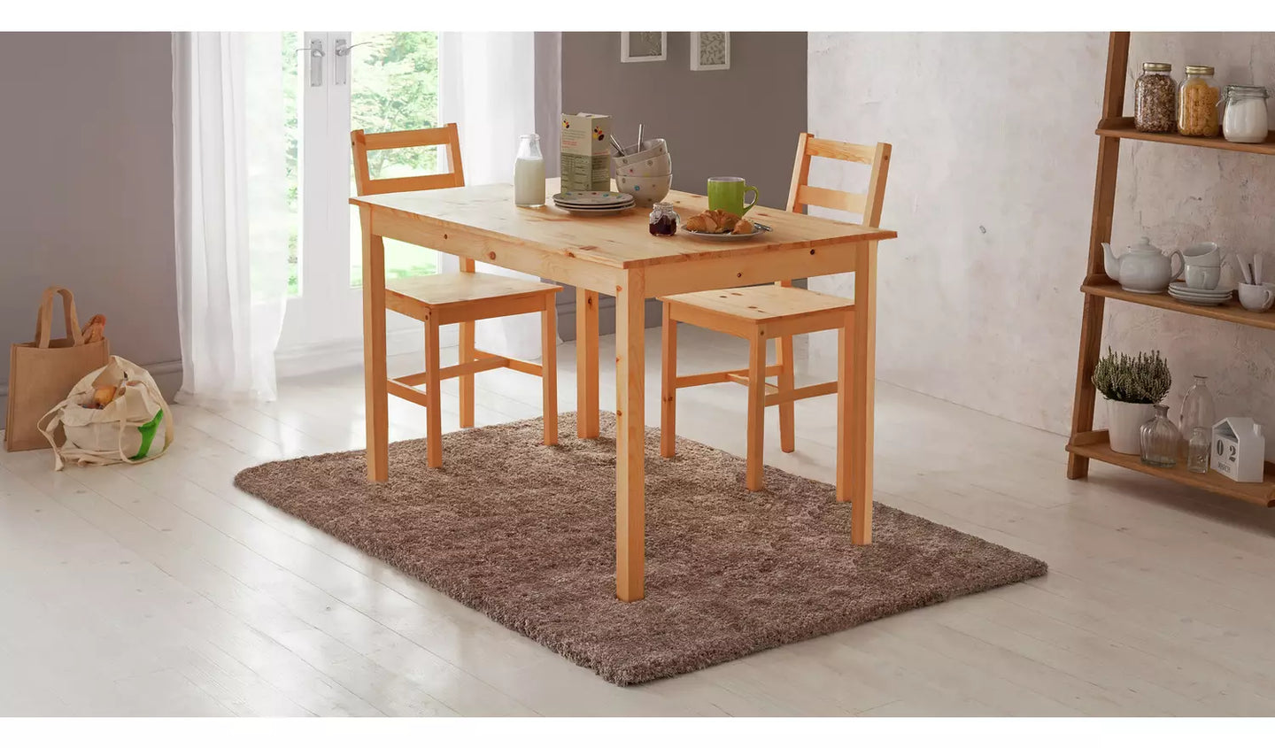 Assembled Raye Solid Wood 4 Seater Dining Table - Natural