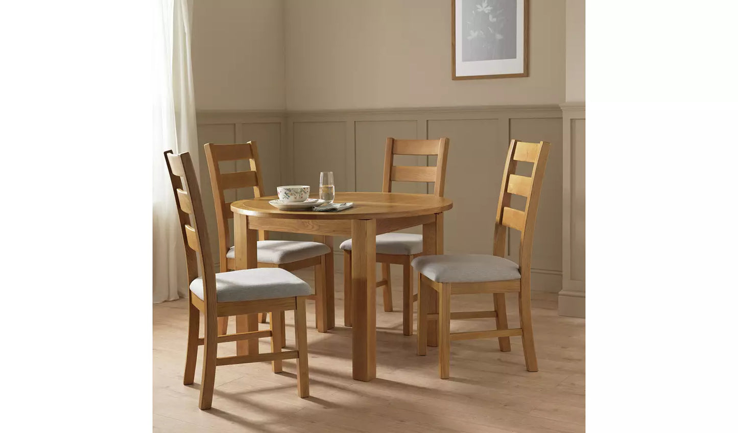 Assembled Ashwell Extending Oak Dining Table & 4 Oak Chairs