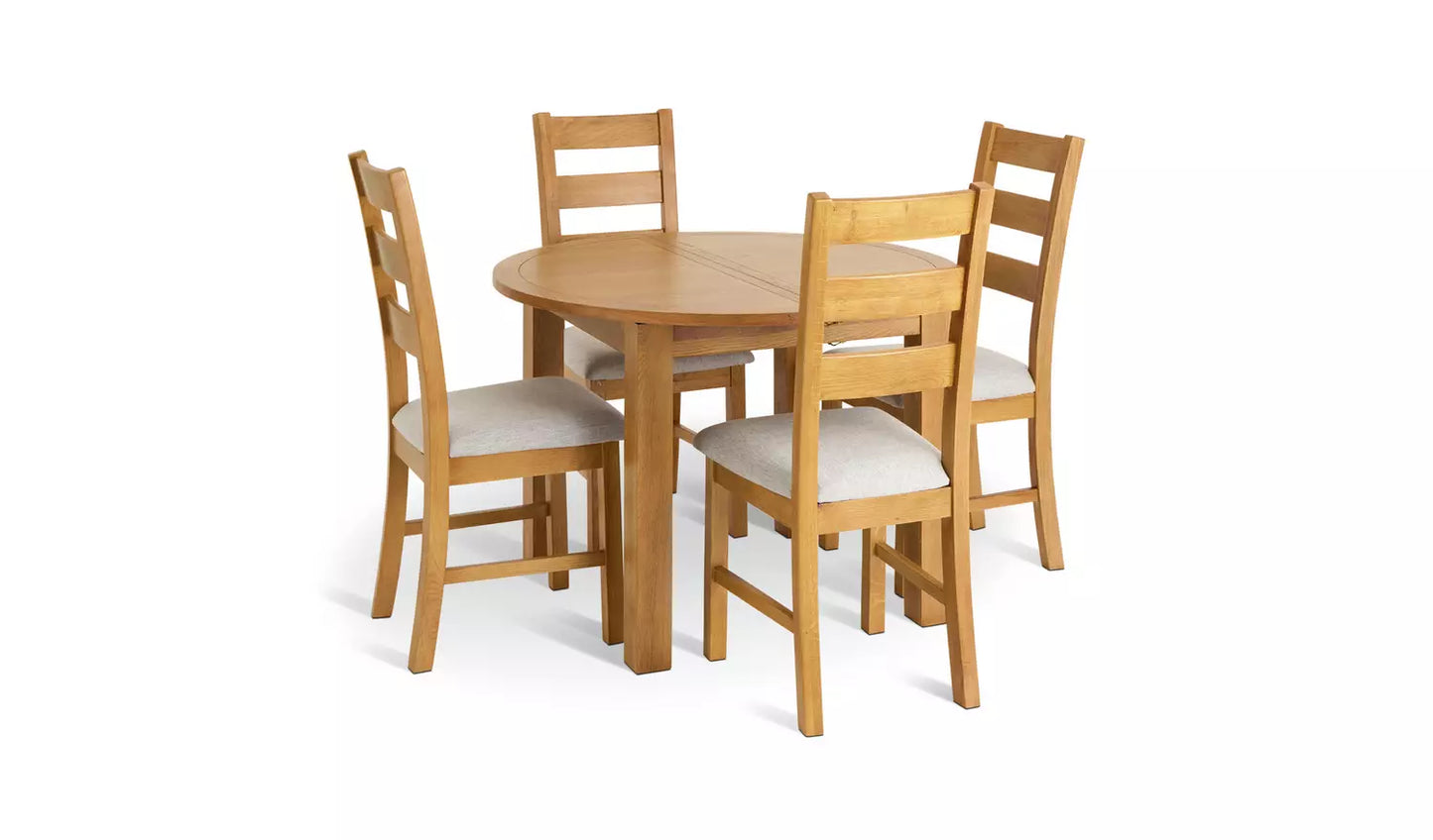 Assembled Ashwell Extending Oak Dining Table & 4 Oak Chairs