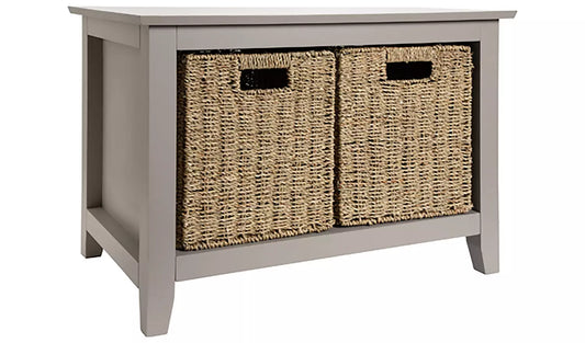 Assembled Willow Shoe Storage Bench - Grey