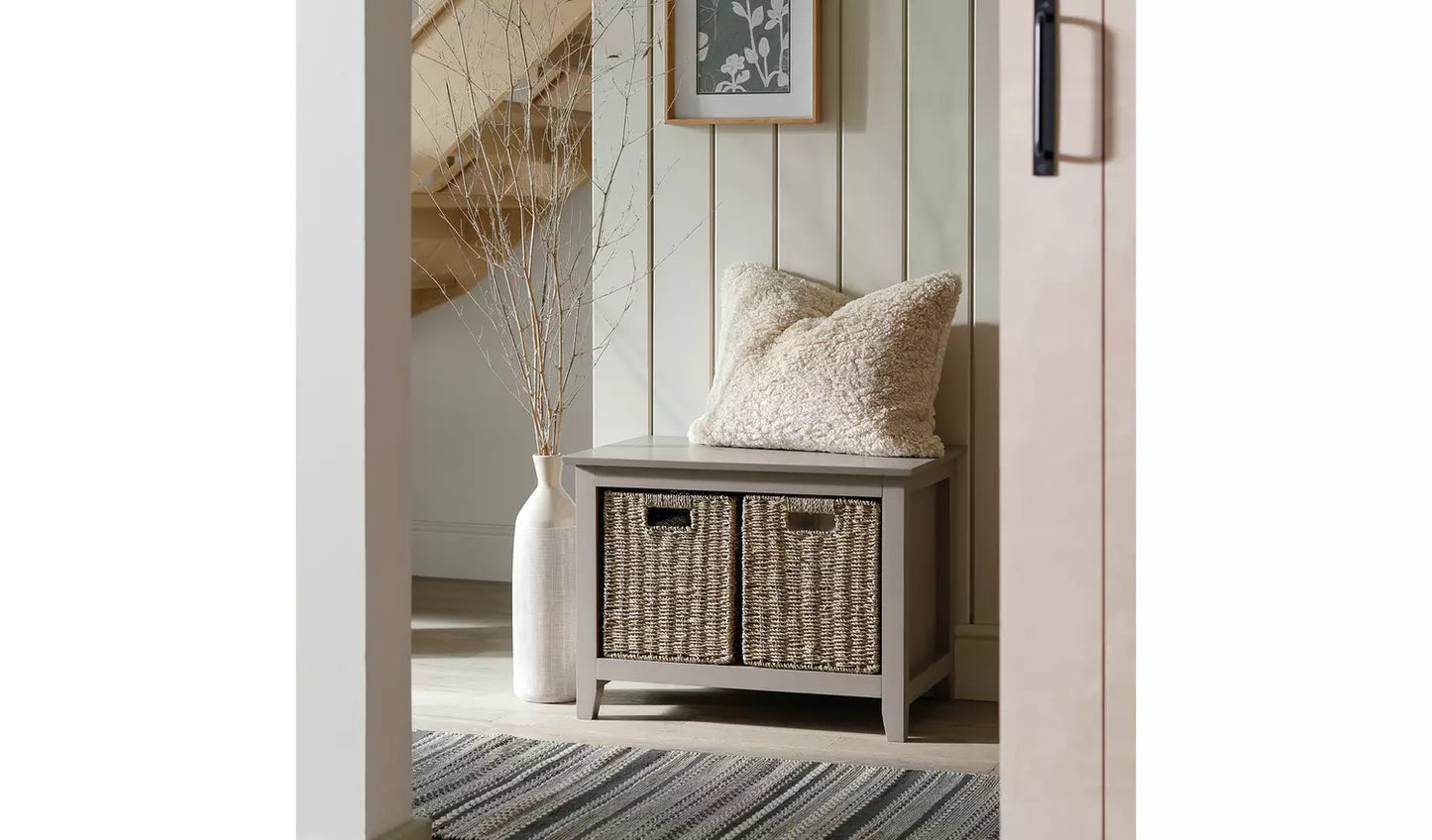 Assembled Willow Shoe Storage Bench - Grey