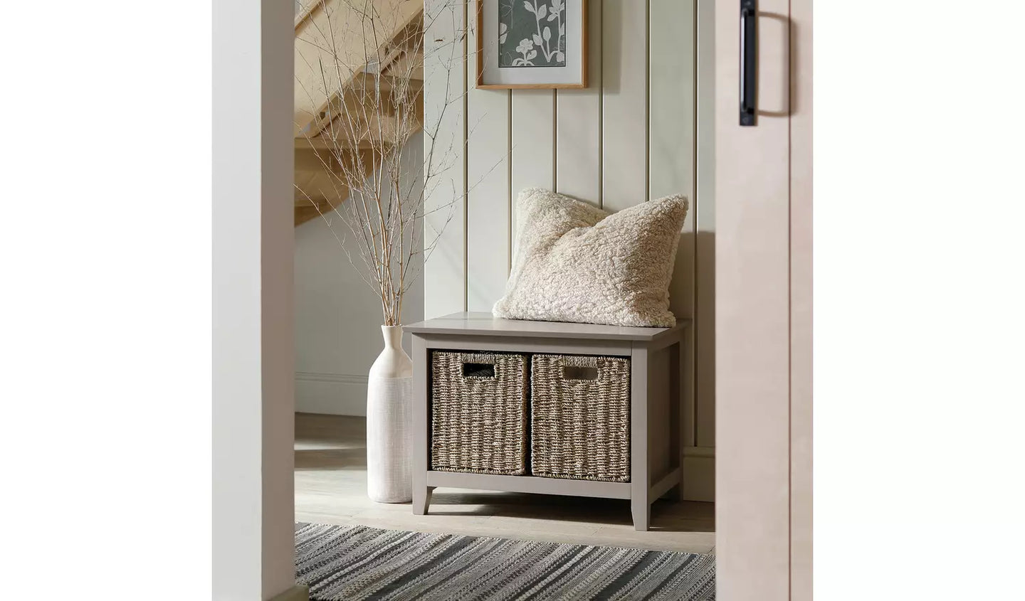 Assembled Willow Shoe Storage Bench - Grey