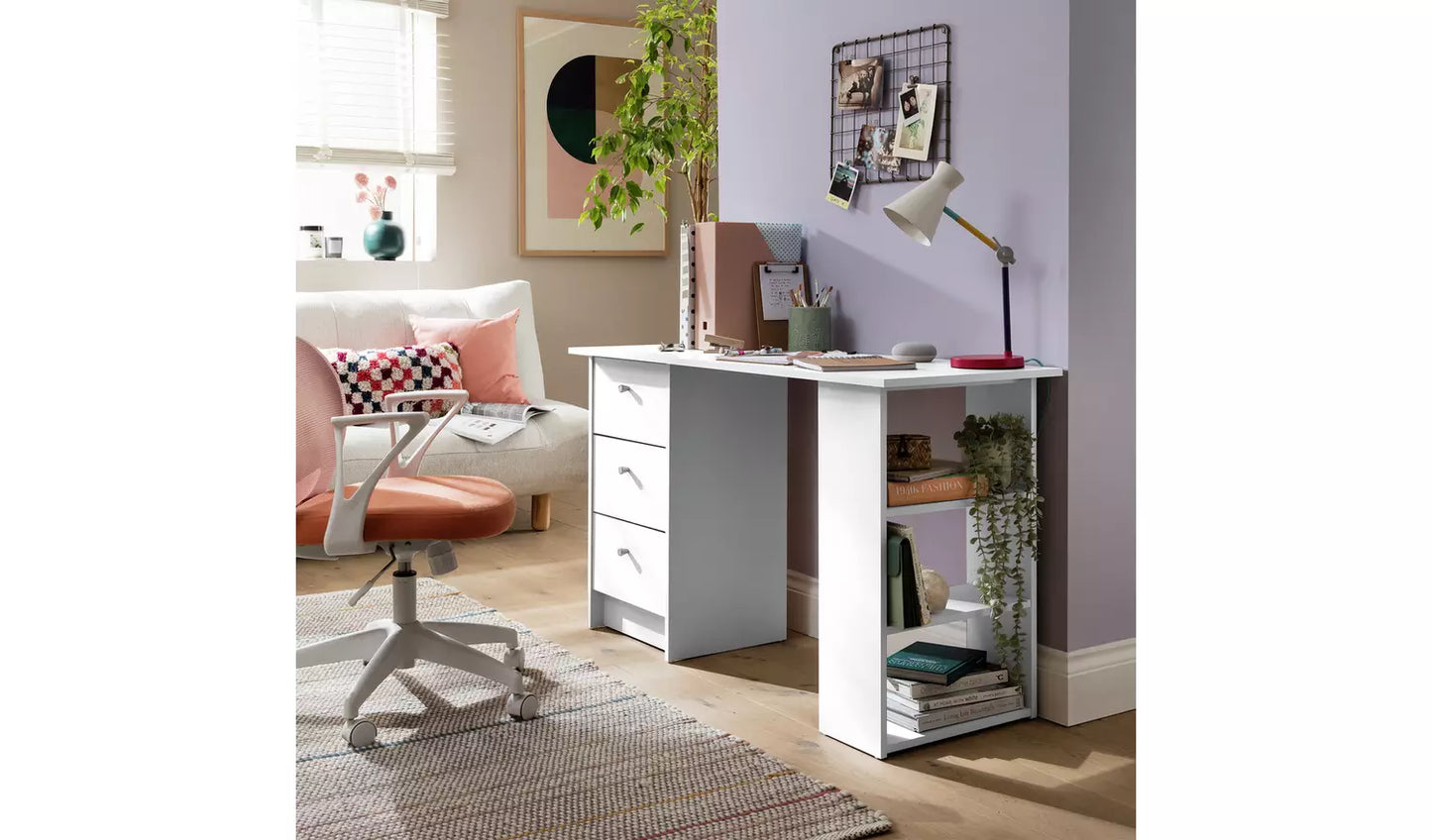 Assembled Malibu 3 Drawer Office Desk - White