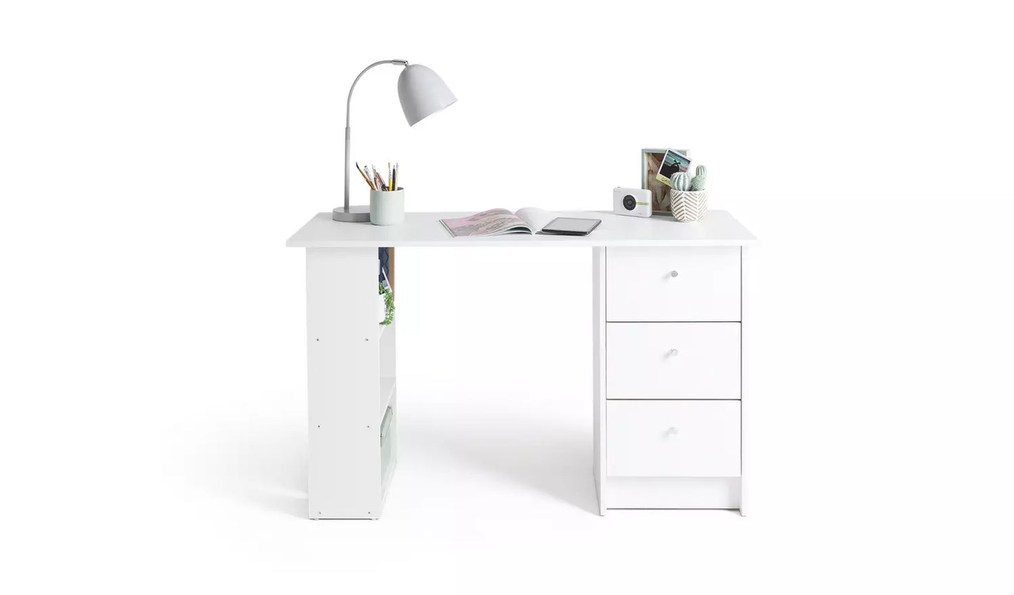 Assembled Malibu 3 Drawer Office Desk - White