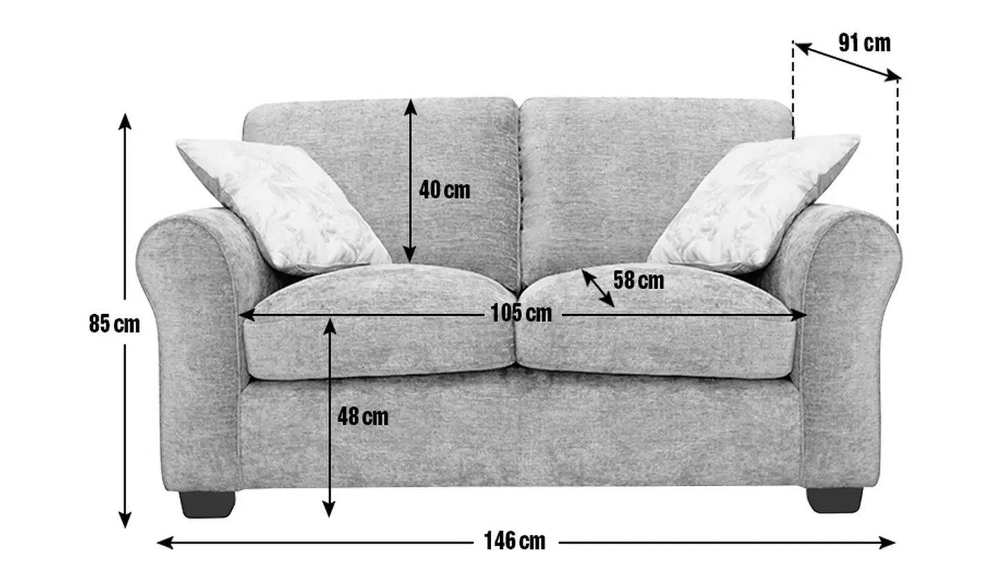 Taylor Fabric 2 Seater Sofa - Mink