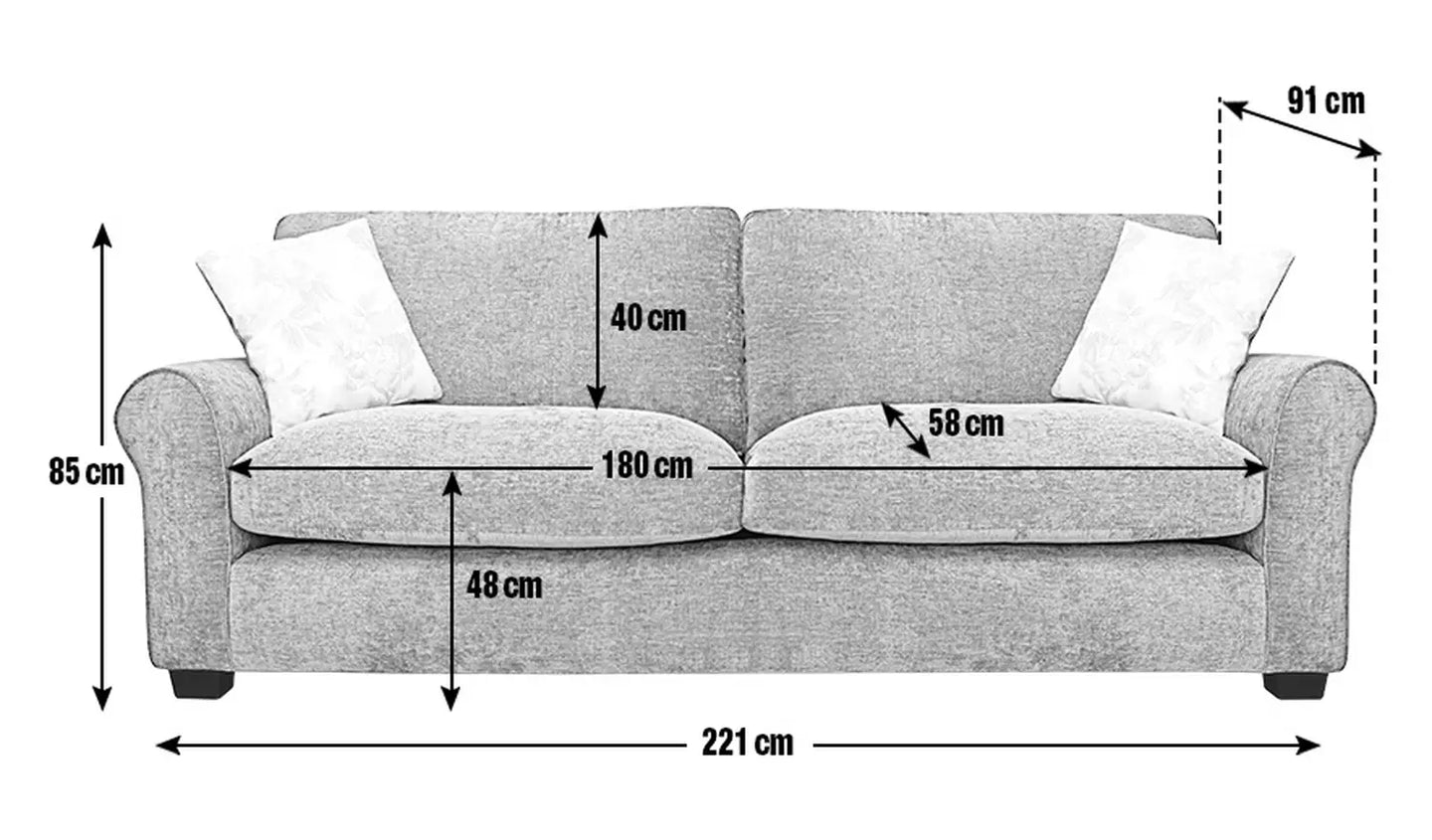 Taylor Fabric 4 Seater Sofa - Mink