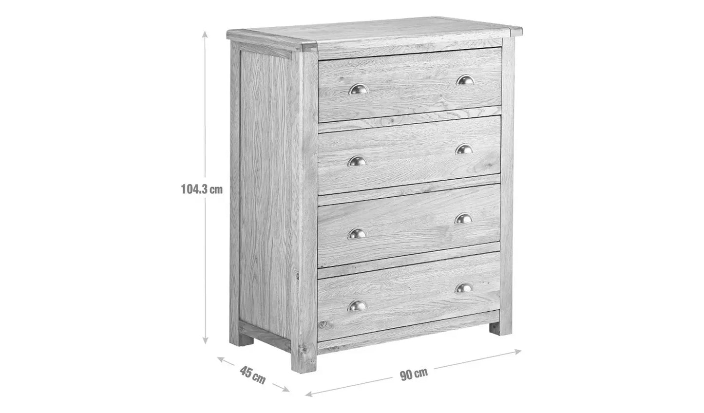 Kent 4 Wide Chest of Drawer - Oak