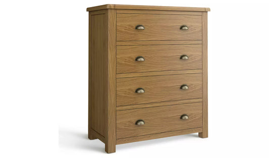 Assembled Kent 4 Wide Chest of Drawer - Oak