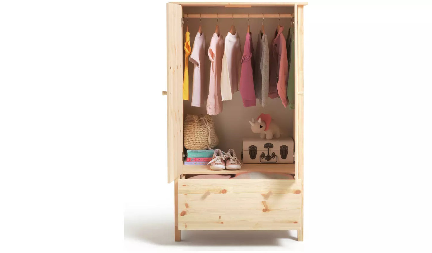 Assembled Kids Scandinavia Short 2 Door Wardrobe  - Two Tone