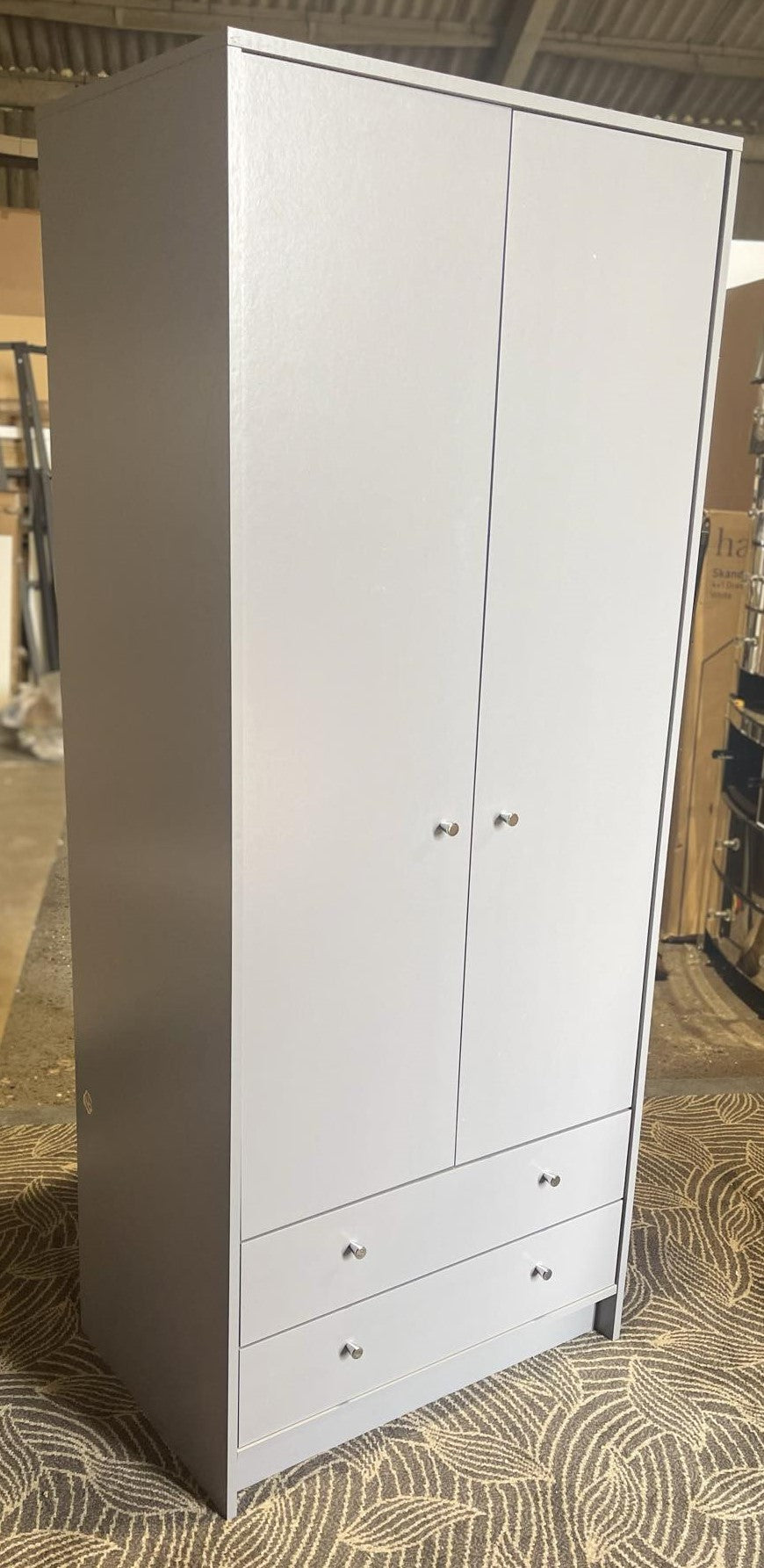 Assembled Malibu 2 Door 2 Drawer Wardrobe - Grey