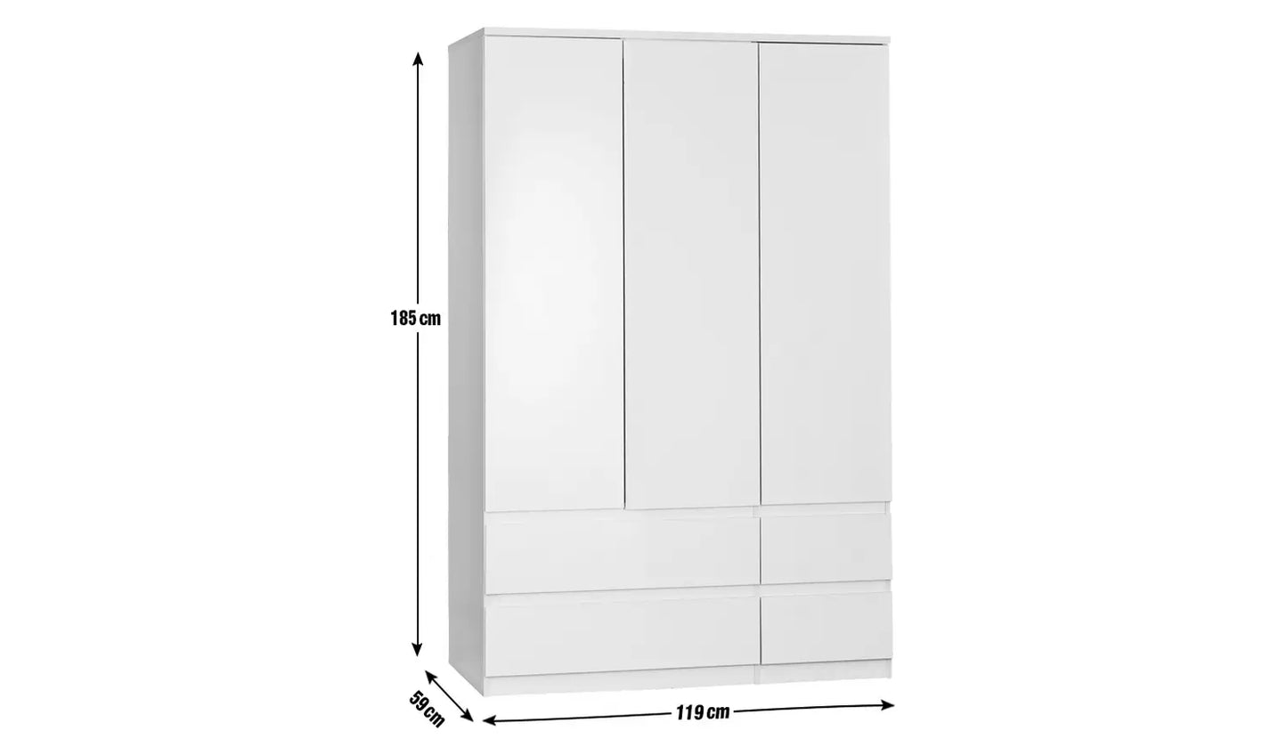 Habitat Jenson 3 Door 4 Drawer Mirror Wardrobe - Grey Gloss