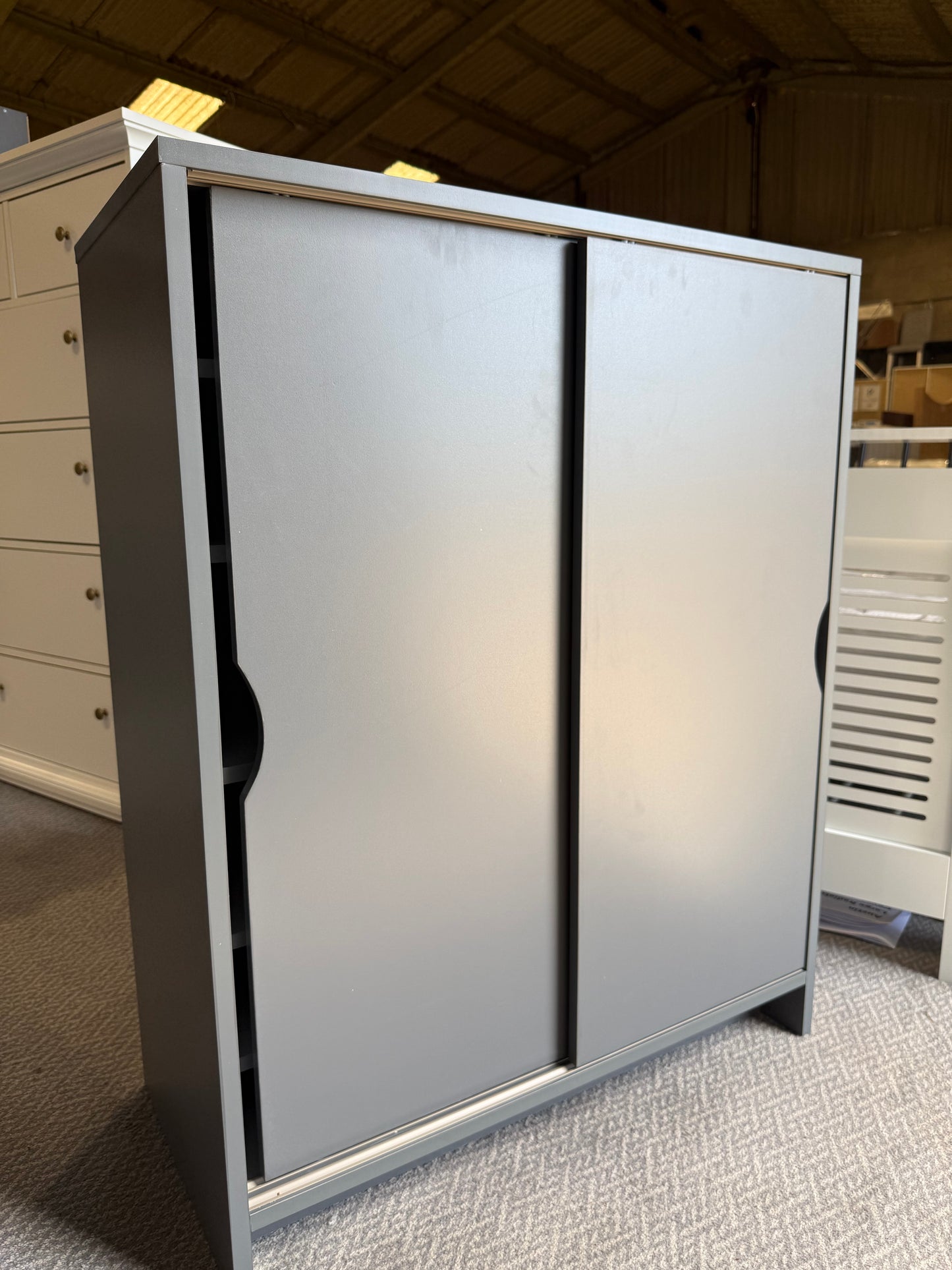 Assembled 2 Door Shoe Storage Cabinet - Grey