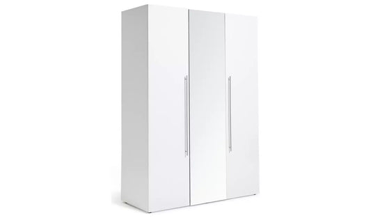 Assembled Habitat Atlas 3 Door Mirrored Tall Wardrobe - White