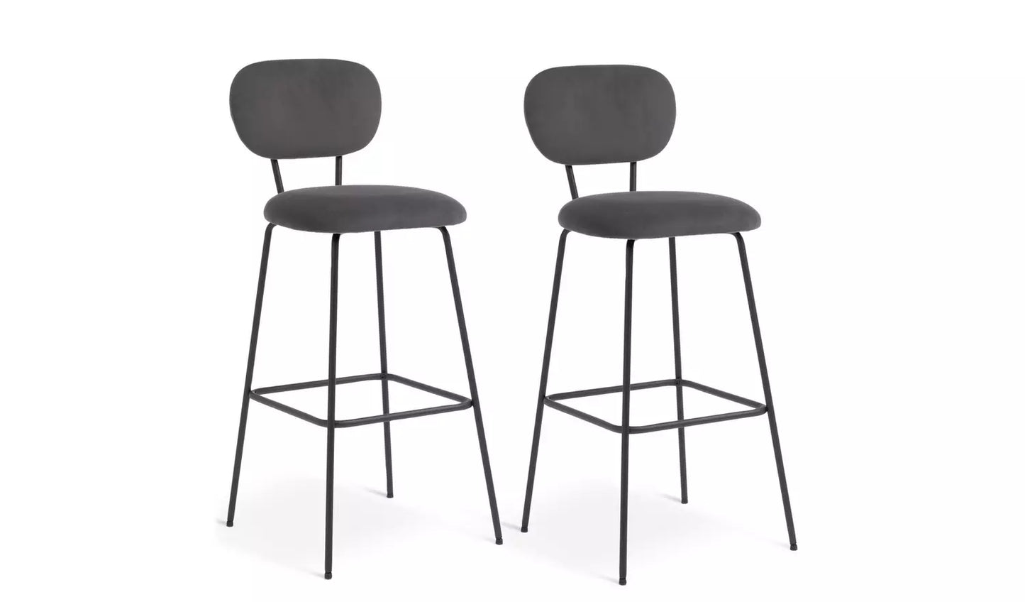 Assembled Habitat Ariana Pair of Velvet Bar Stools - Dark Grey