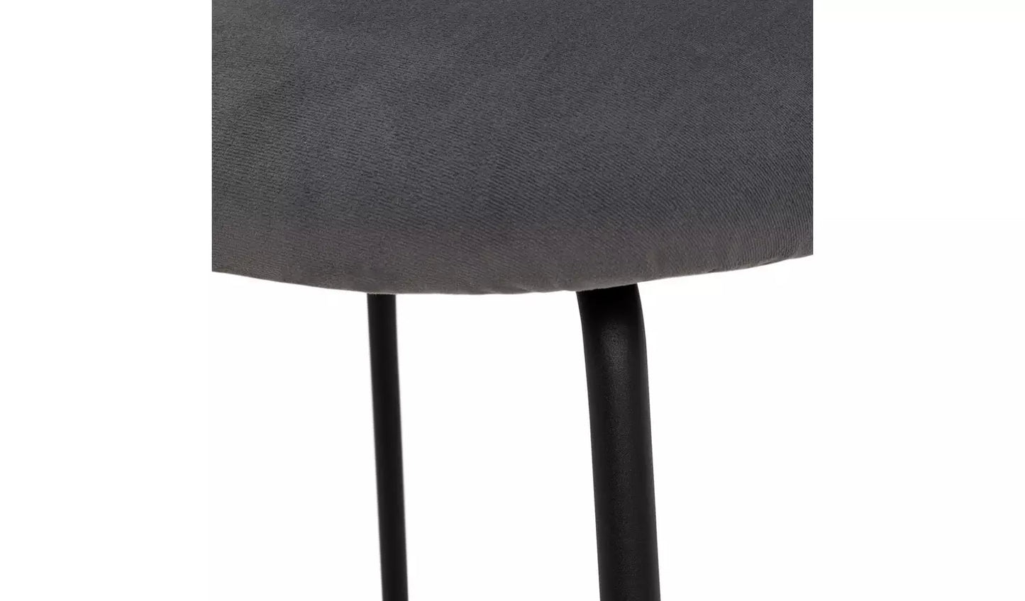 Assembled Habitat Ariana Pair of Velvet Bar Stools - Dark Grey