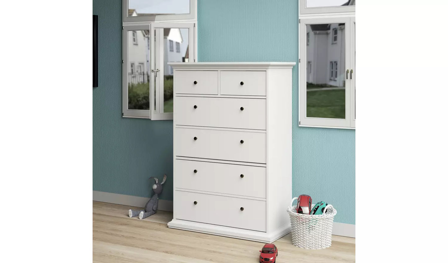 Assembled Tvilum Paris 6 Drawer Chest - White