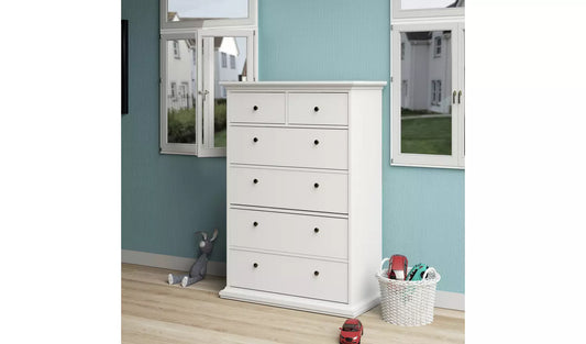 Assembled Tvilum Paris 6 Drawer Chest - White