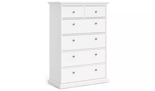 Assembled Tvilum Paris 6 Drawer Chest - White