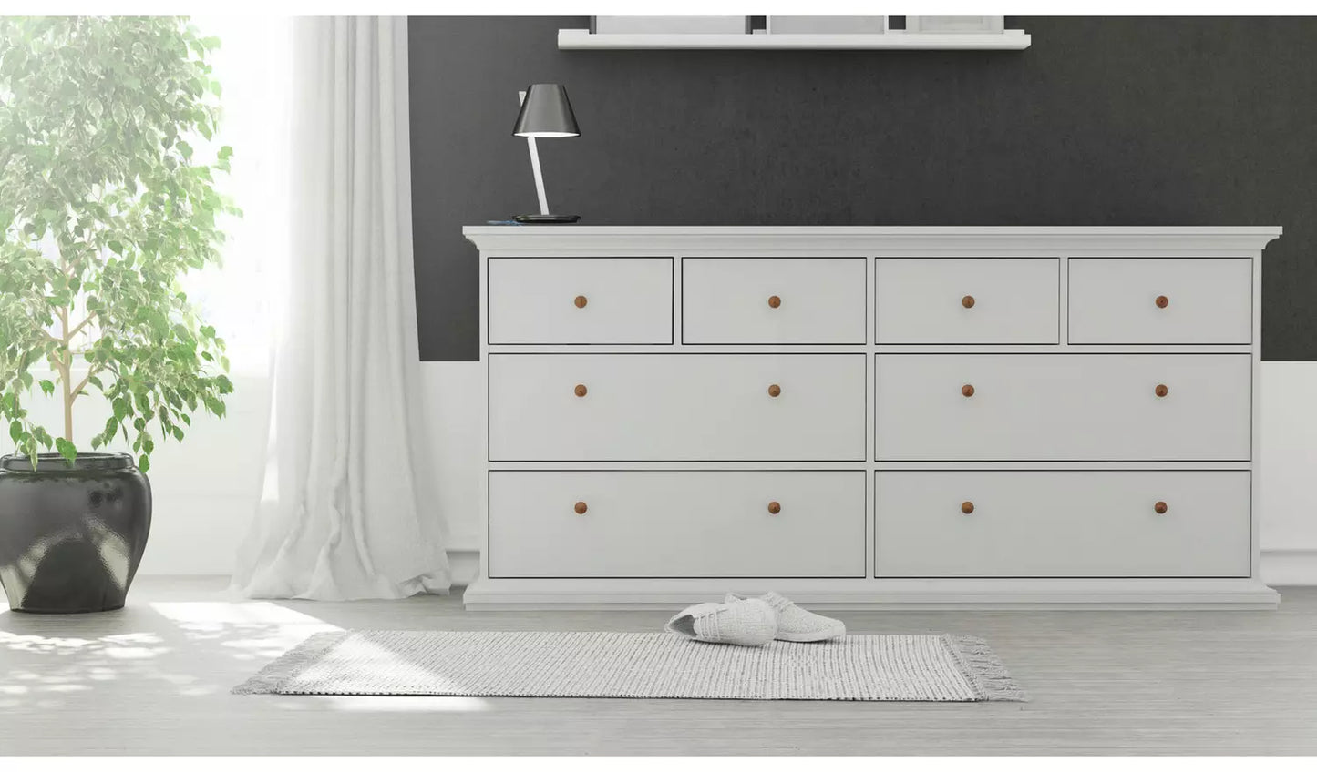 Tvilum Paris 8 Drawer Chest - White