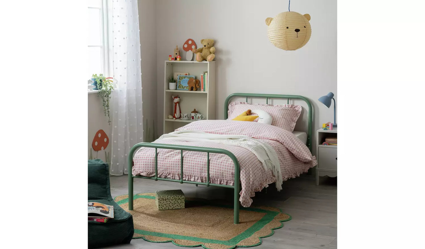 Charlie Single Metal Bed Frame - Green