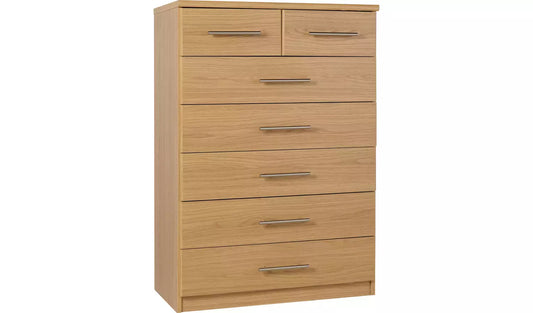 Assembled Normandy 5+2 Drawer Chest - Oak Effect