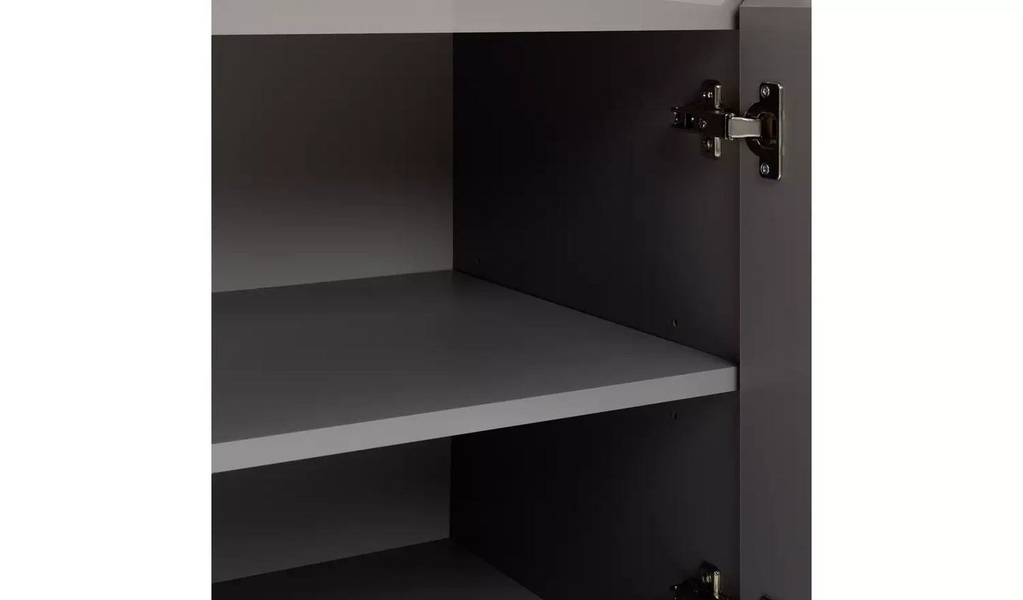 Assembled Jenson 1 Door Office Desk - Grey Gloss