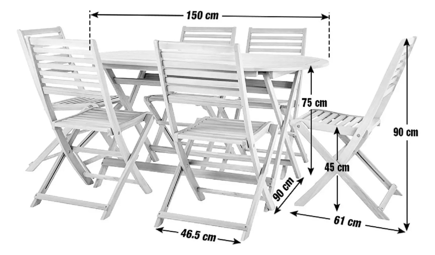 Newbury 6 Seater Folding Wooden Patio Set