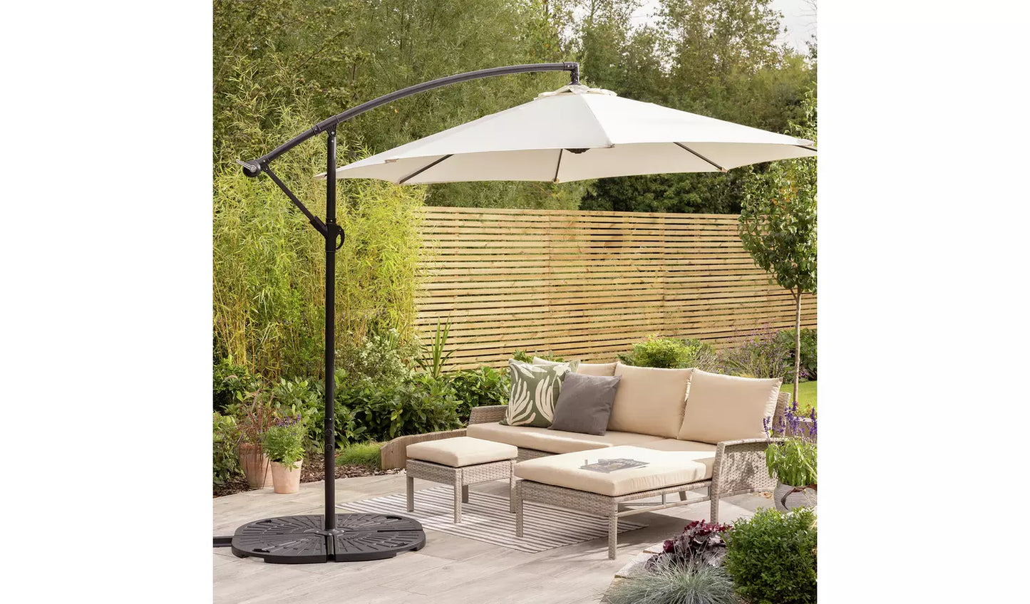 Habitat 3m Overhanging Garden Parasol - Cream