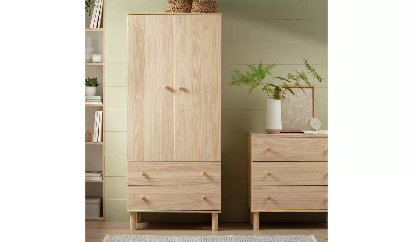 Habitat Akio 2 Door 2 Drawer Wardrobe - Pine