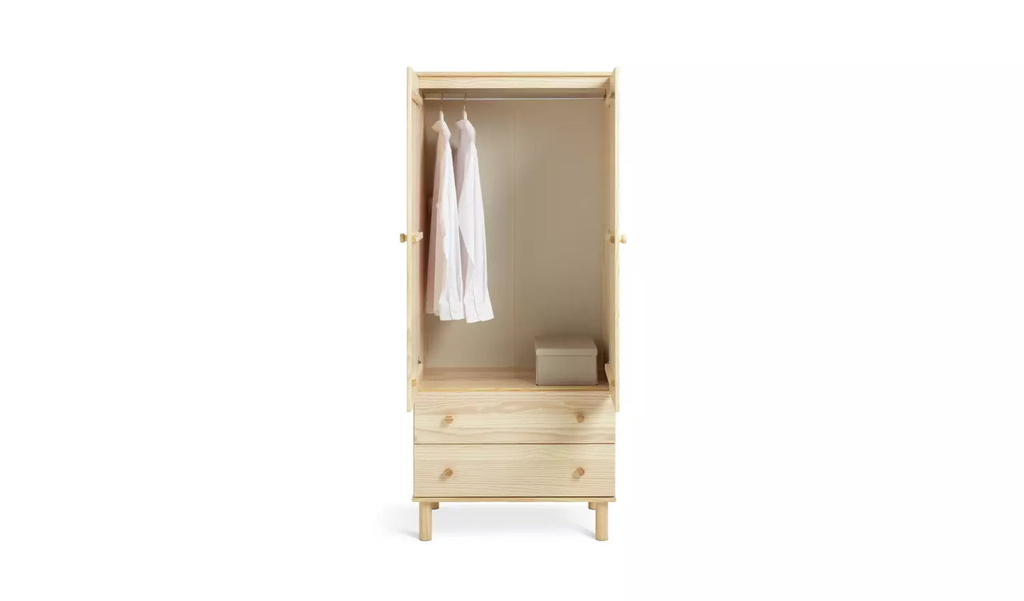 Habitat Akio 2 Door 2 Drawer Wardrobe - Pine