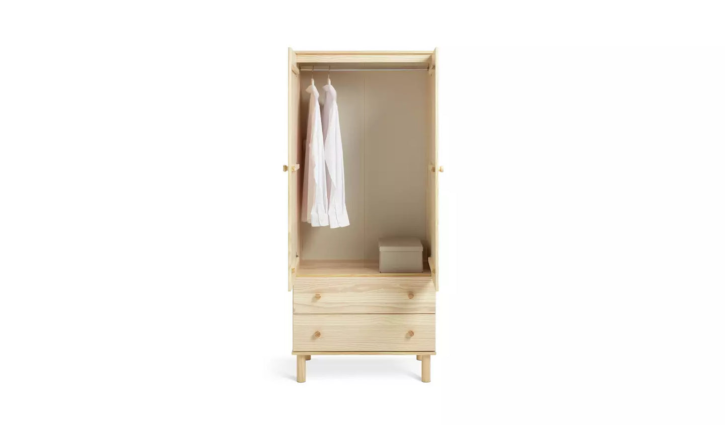Habitat Akio 2 Door 2 Drawer Wardrobe - Pine