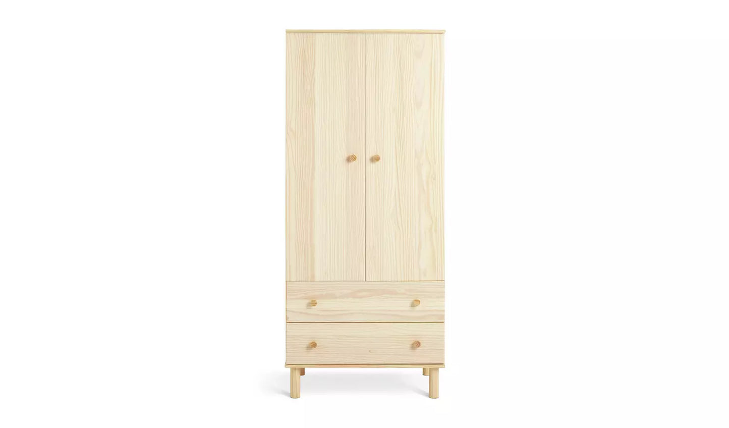 Habitat Akio 2 Door 2 Drawer Wardrobe - Pine